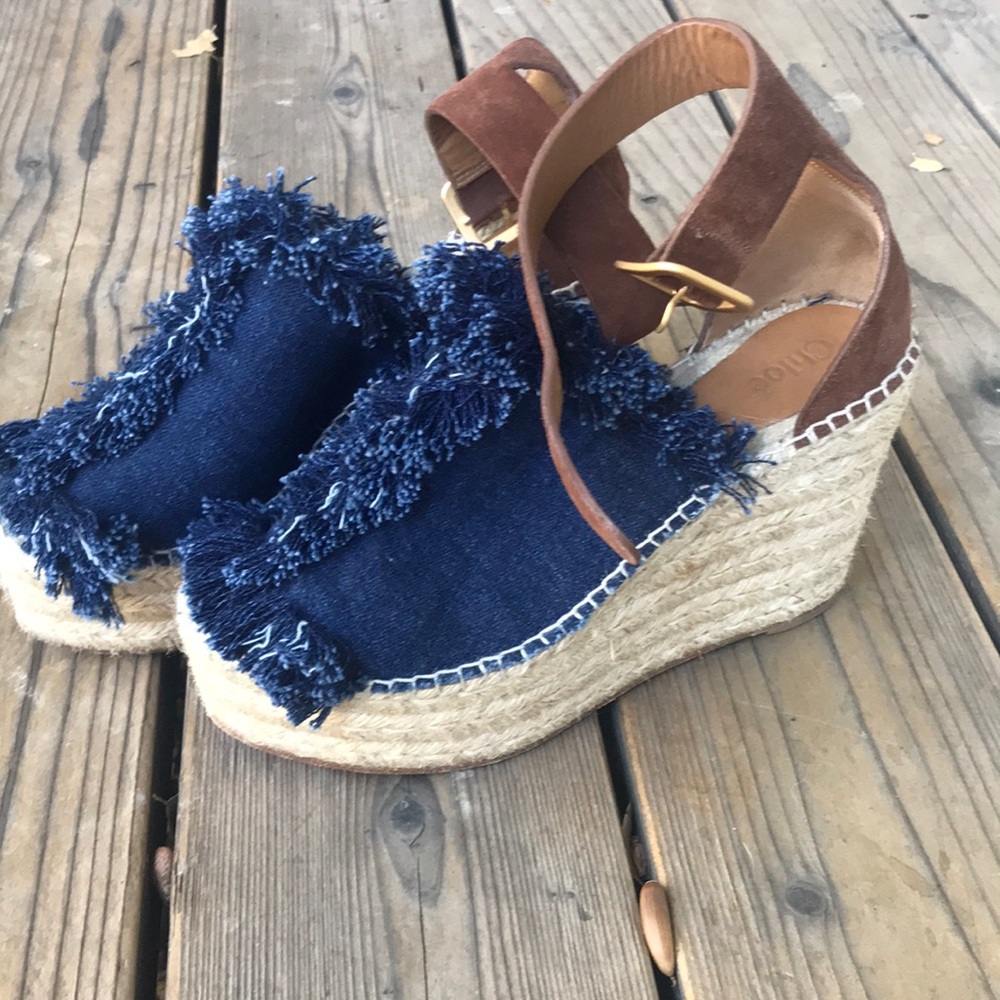 Chloe denim wedge. Sold out EVERYWHERE